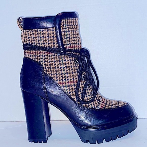 Veronica Beard Hasia Houndstooth Platform Booties 4.25" Heel Size 6 - Picture 1 of 8